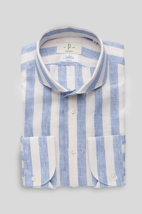 Blue-White Stripe Linen Shirt 