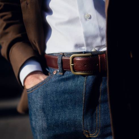 Brown Italian calf leather belt