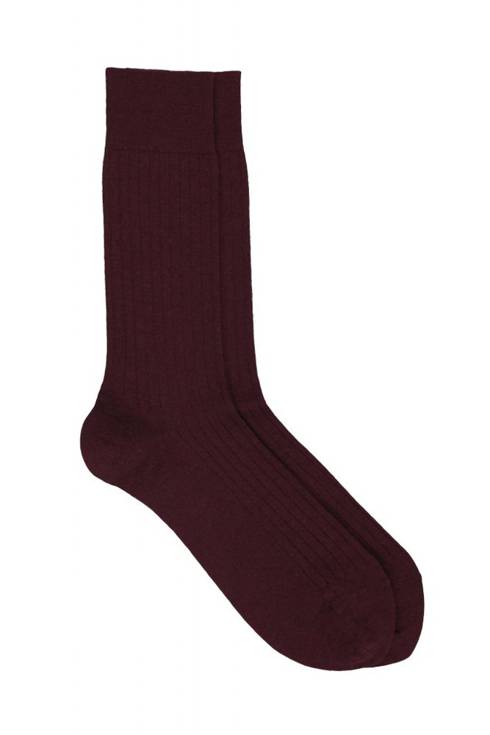 Burgundy Easy Care Merino Wool Socks / Pedemeia