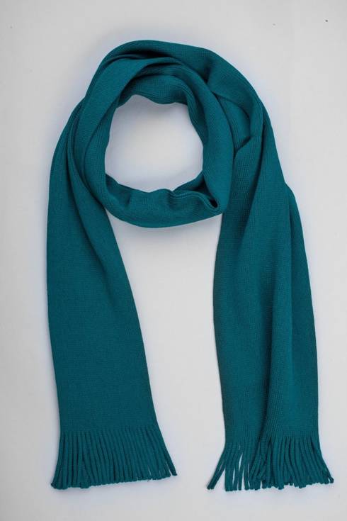 Green wool knitted scarf