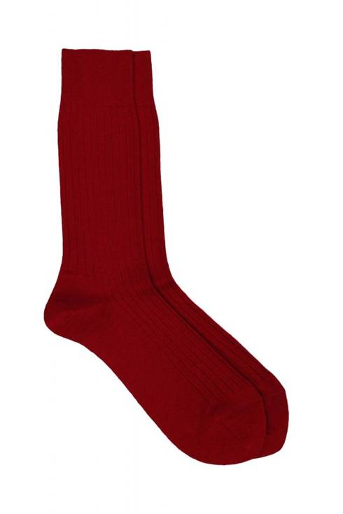 Red Easy Care Merino Wool Socks / Pedemeia