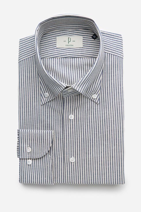 Stripped navy shirt with button down collar 