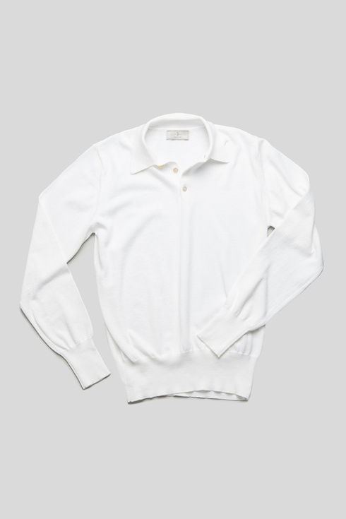 White Long-Sleeve Polo Shirt