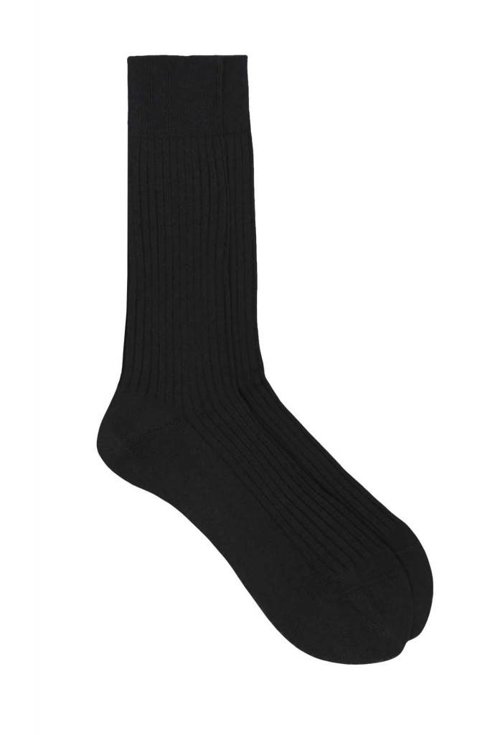 Black 100% Mercerized Cotton Socks - Fil D'écosse