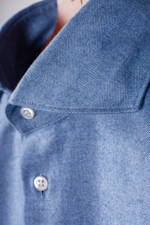 Blue Flannel Spread Collar Shirt