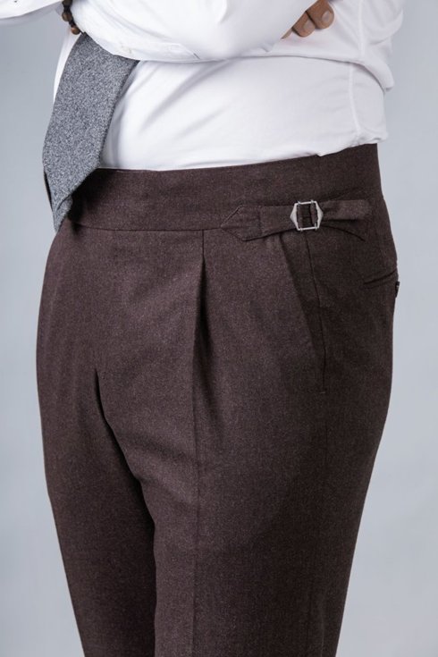 Brown flannel trousers "John"
