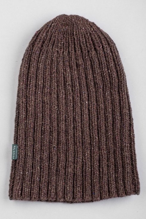 Brown hand-knit beanie