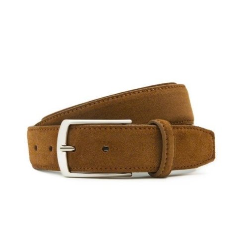 Cognac suede leather belt - only 90 cm with the possibility of shortening