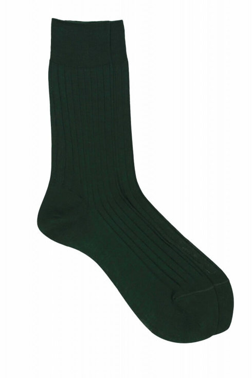 Deep Green 100% Mercerized Cotton Socks - Fil D'écosse