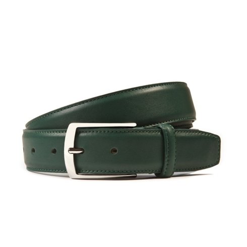 Green calf leather belt