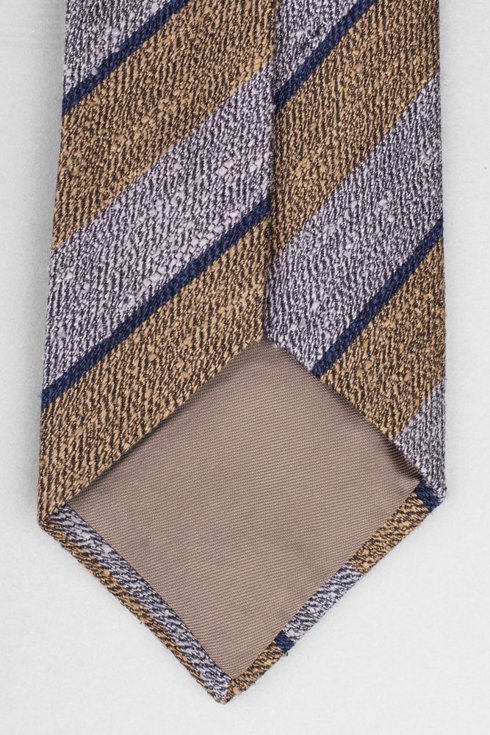 Grey & brown wool shantung regimental tie