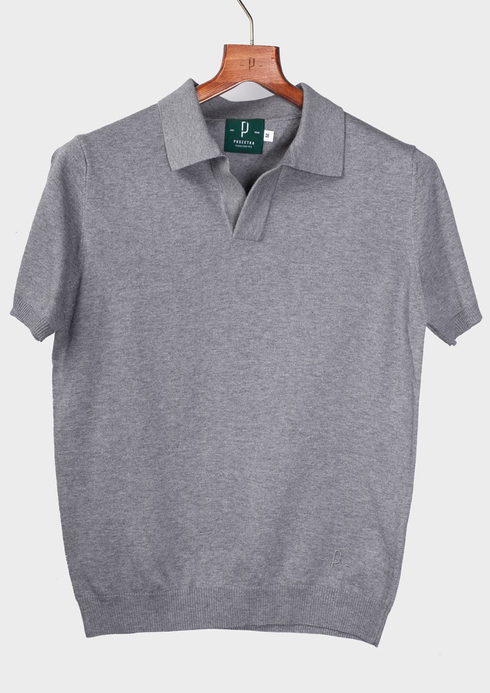 Grey knitted polo shirt 