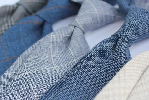Linen blue untipped tie