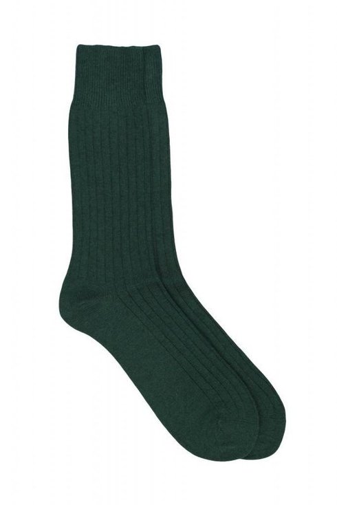 Men Rib Green Cashmere Blend Socks