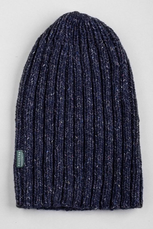 Navy hand-knit beanie