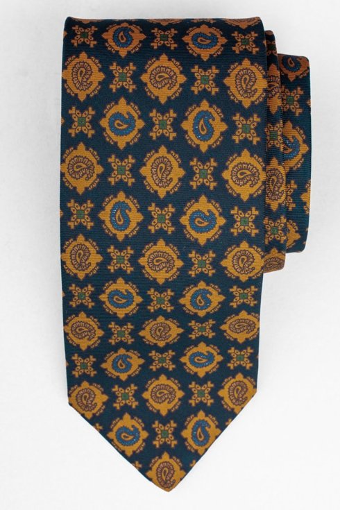 Navy paisley Ancient Madder Silk tie