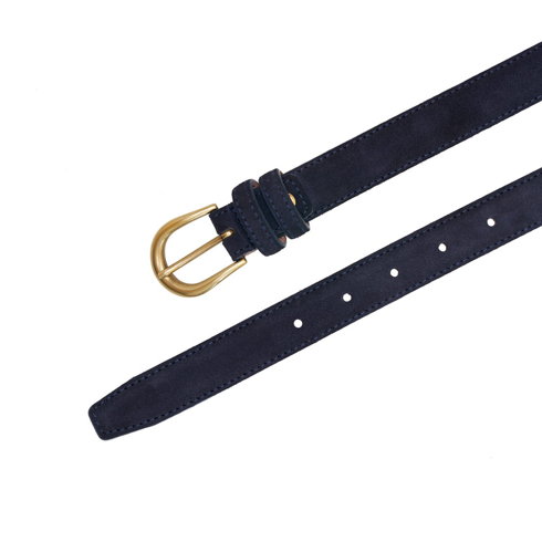 Navy suede leather belt "Ruler"