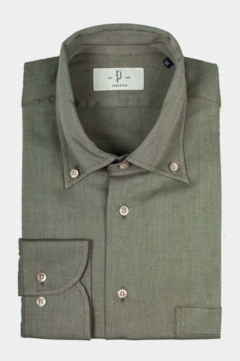 Olive green shirt with button down collar