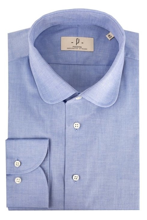 Oxford blue shirt with round collar