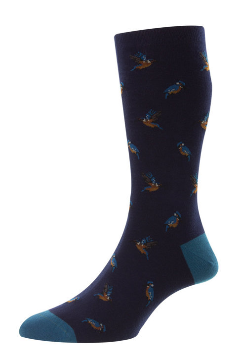 Pantherella organic cotton socks navy blue
