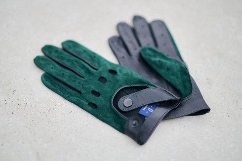 Racing Green Suade Driving Gloves