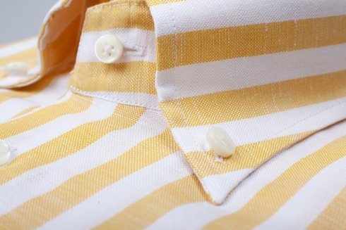 Striped linen & cotton yellow shirt 