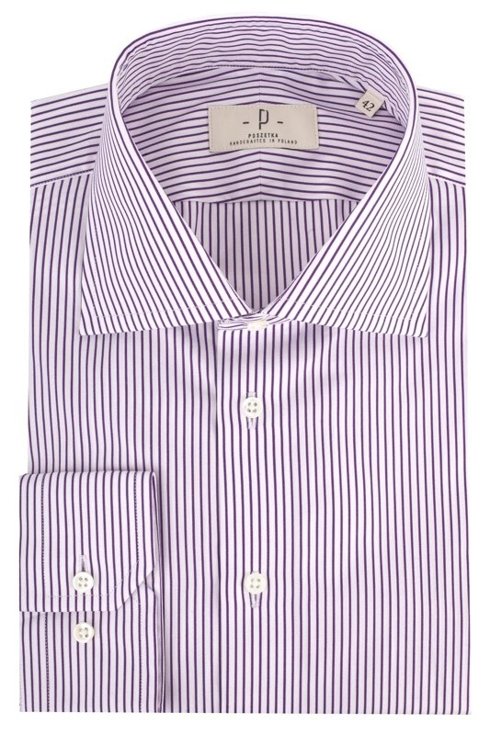 Violet stripe shirt with semi-spread collar