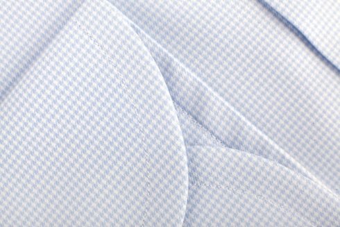 White & sky blue houndstooth shirt with semi-spread collar