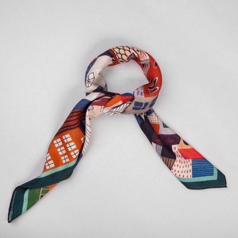 Woman's scarf with handrolled trim Wrocław 100 cm