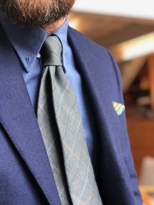 Wool & Linen untipped checked tie