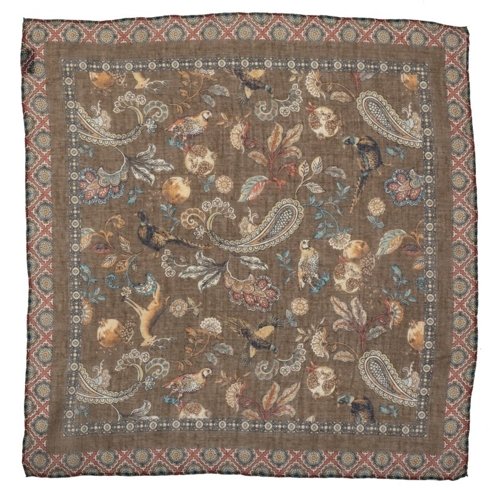 animal motif printed cotton & cashmere pocket square 40 cm