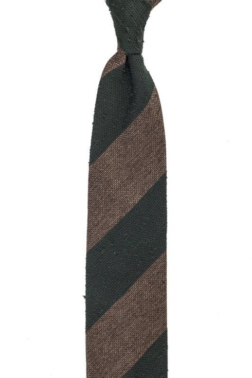 green and brown shantung and grenadine melange untipped tie