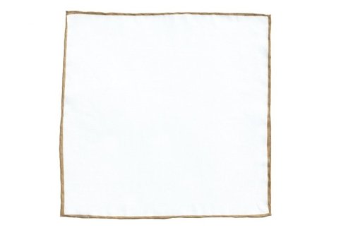 linen pocket square with honey border