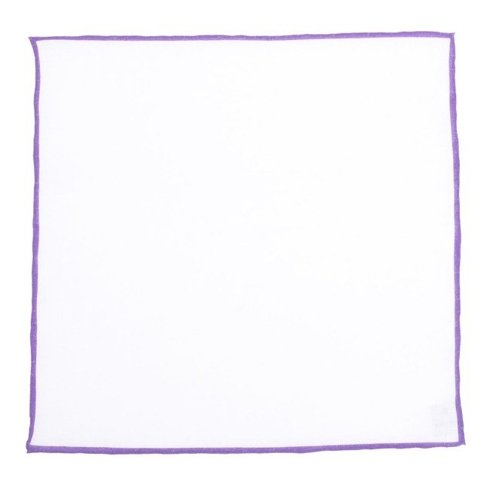 linen pocket square with violet border