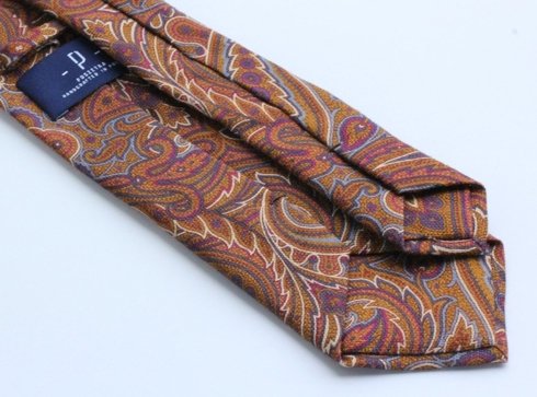 self-tipped printed linen navy TIE