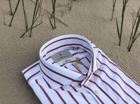 white & burgundy bengal Albini cotton shirt