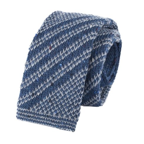 woolen navy & gray knit tie