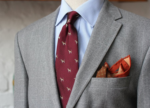 wine red silk tie DOG