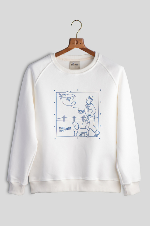 Kremowa Bluza 'Bon Appettit'  Poszetka x Mr. Vintage