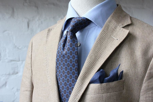 linen pocket square light navy