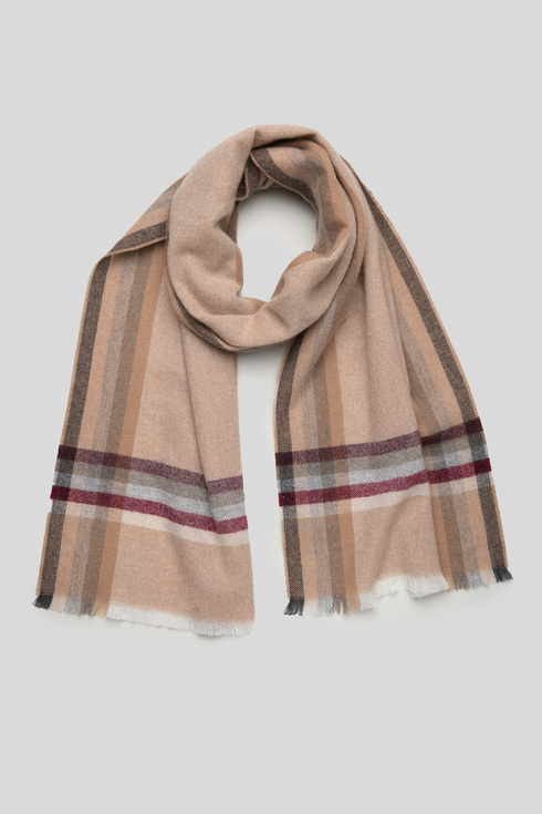 Beige Check Cashmere Scarf