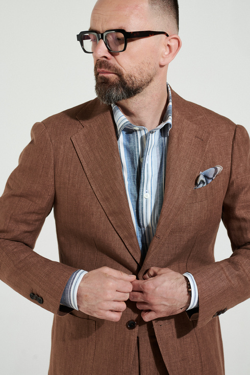 Tobacco Linen Suit