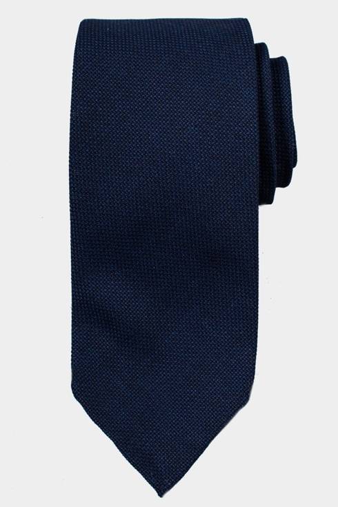 Granatowy krawat wełniany Bluefeel bez podszewki