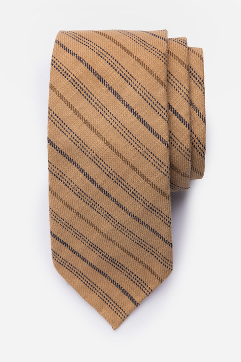 Musztardowy krawat bawełniany bez podszewki