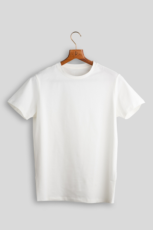 Biały Bawełniany T-shirt Crew Neck