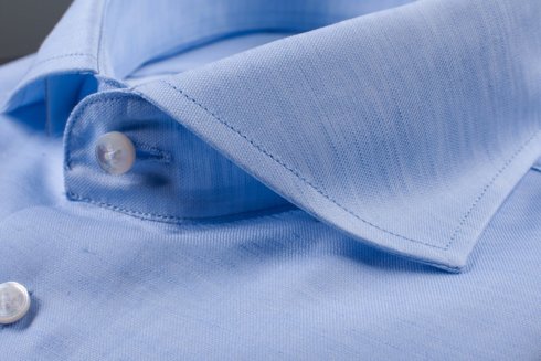 Błękitna lniano- bawełniana koszula Albini