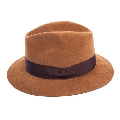 Jasnobrązowy kapelusz typu fedora
