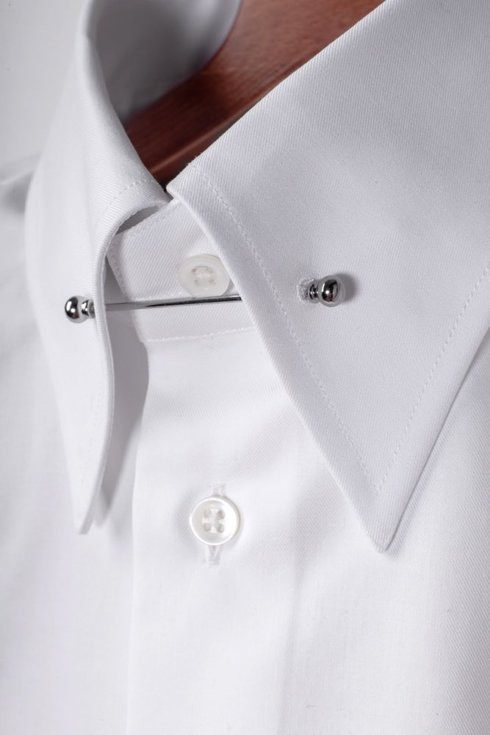 Koszula biała  Albini z kołnierzem pin collar