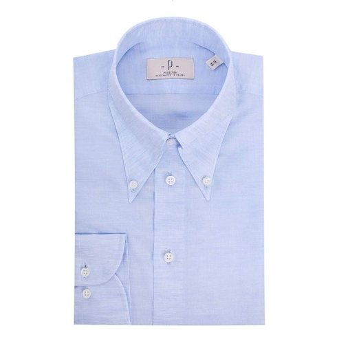 Koszula lniano- bawełniana błękitna button down