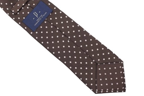 Krawat z jedwabiu Macclesfield brązowy